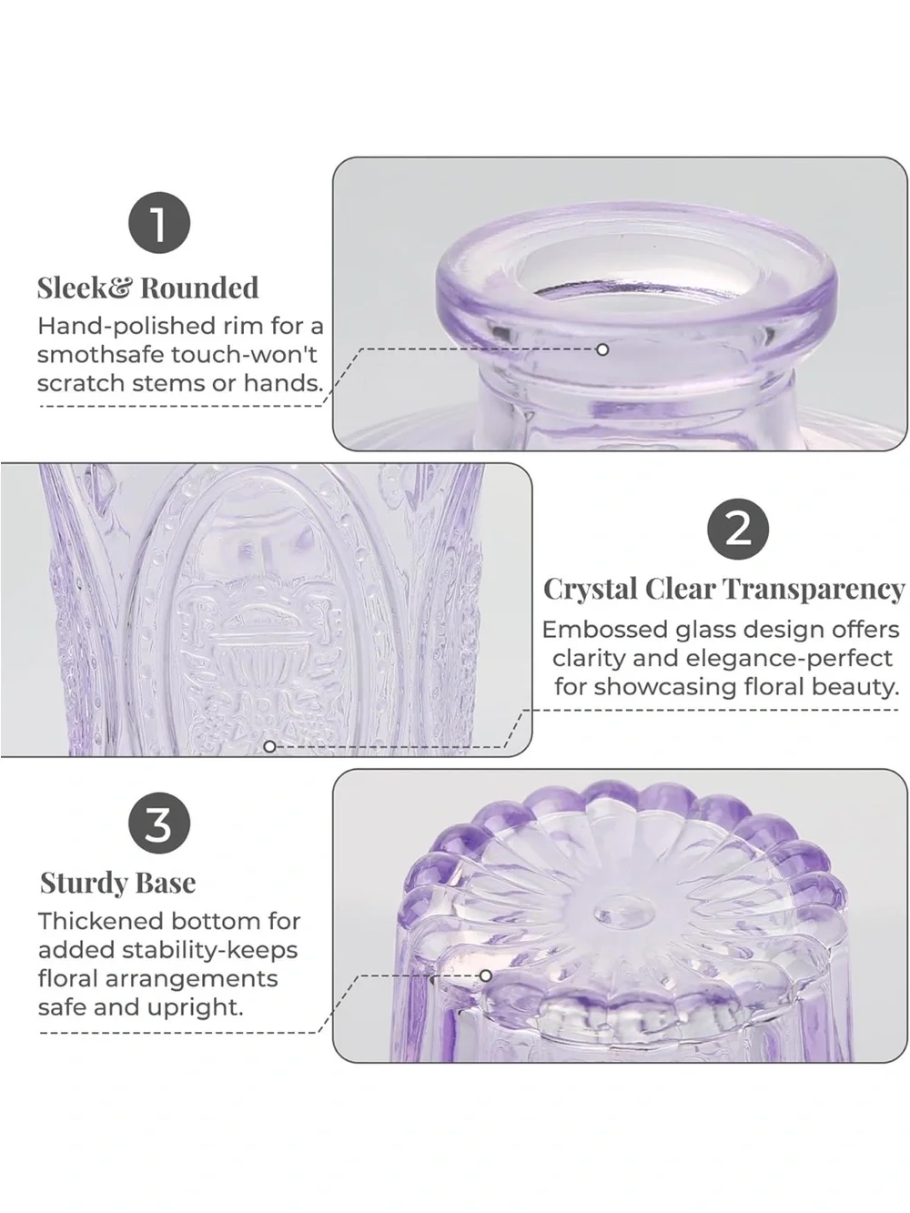 24-Piece Purple Glass Bud Vase Set - Home Accents